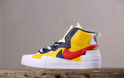 Sacai nike combine dunk blazer耐克开拓者中帮黄红TOP版本远原纸板楦头 货号：BV0072-700