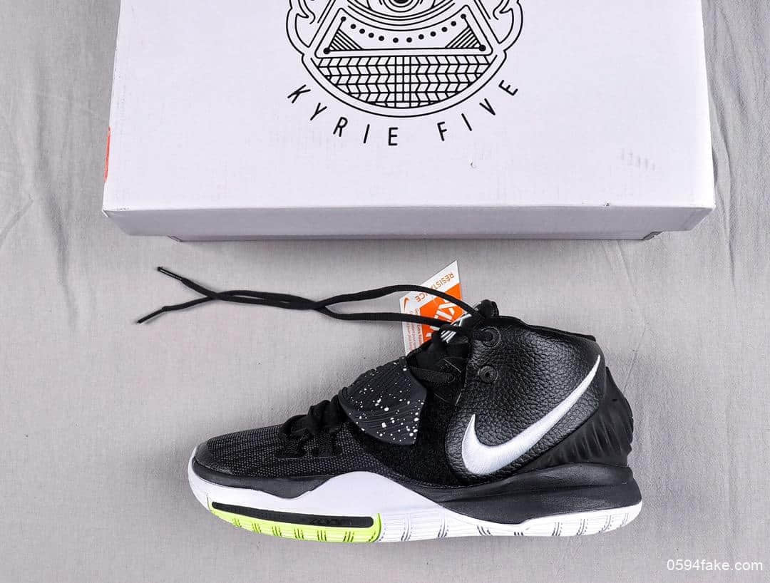 耐克Nike Kyrie 6 PE Black White Yellow欧文黑白荧光绿泼墨欧文6代室内休闲运动中帮篮球鞋 货号：BQ9377-001