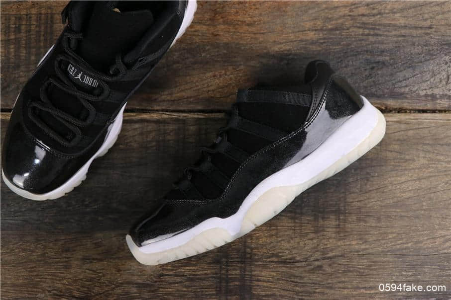乔丹Air Jordan 11 Low Barons AJ11乔11低帮黑银纯原虎扑版本原装真碳纤维纯头层乔丹实战篮球鞋 货号:528895-010