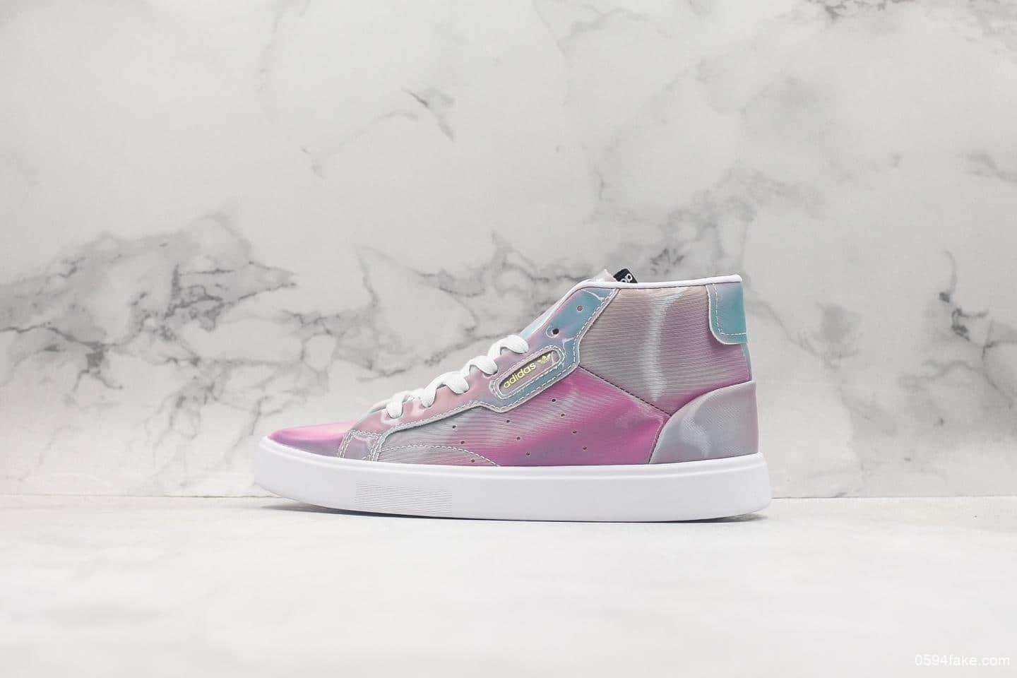 阿迪达斯adidas Originals Sleek Mid W公司级版本三叶草时髦平底系列中帮经典百搭休闲运动5D炫彩高帮板鞋杨幂代言款 货号:EE8619