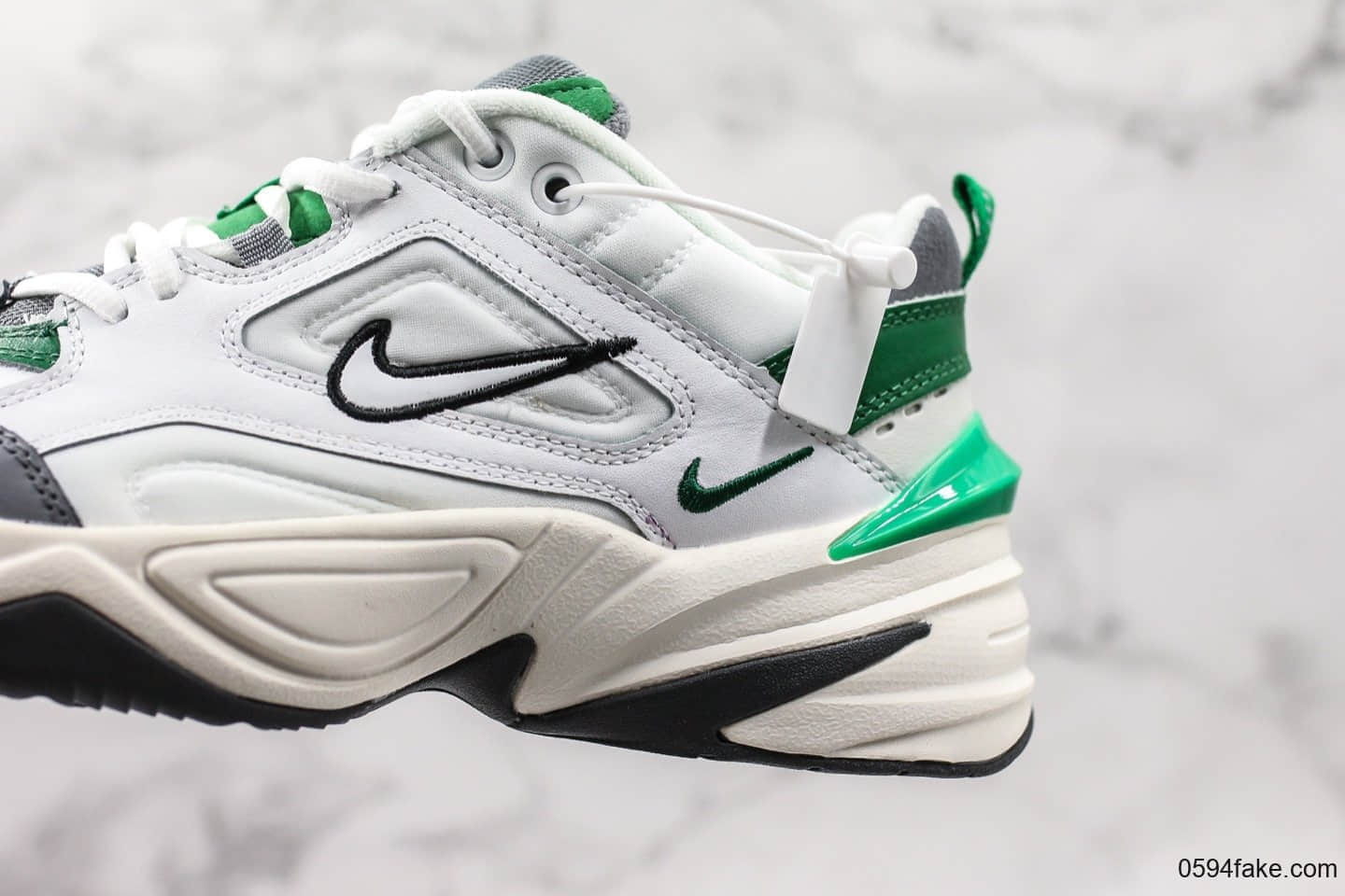 耐克Nike Air Monarch the M2K Tekno白灰绿M2K老爹鞋复古休闲运动鞋真标带半码 原厂模具开发 货号：AV4789-009