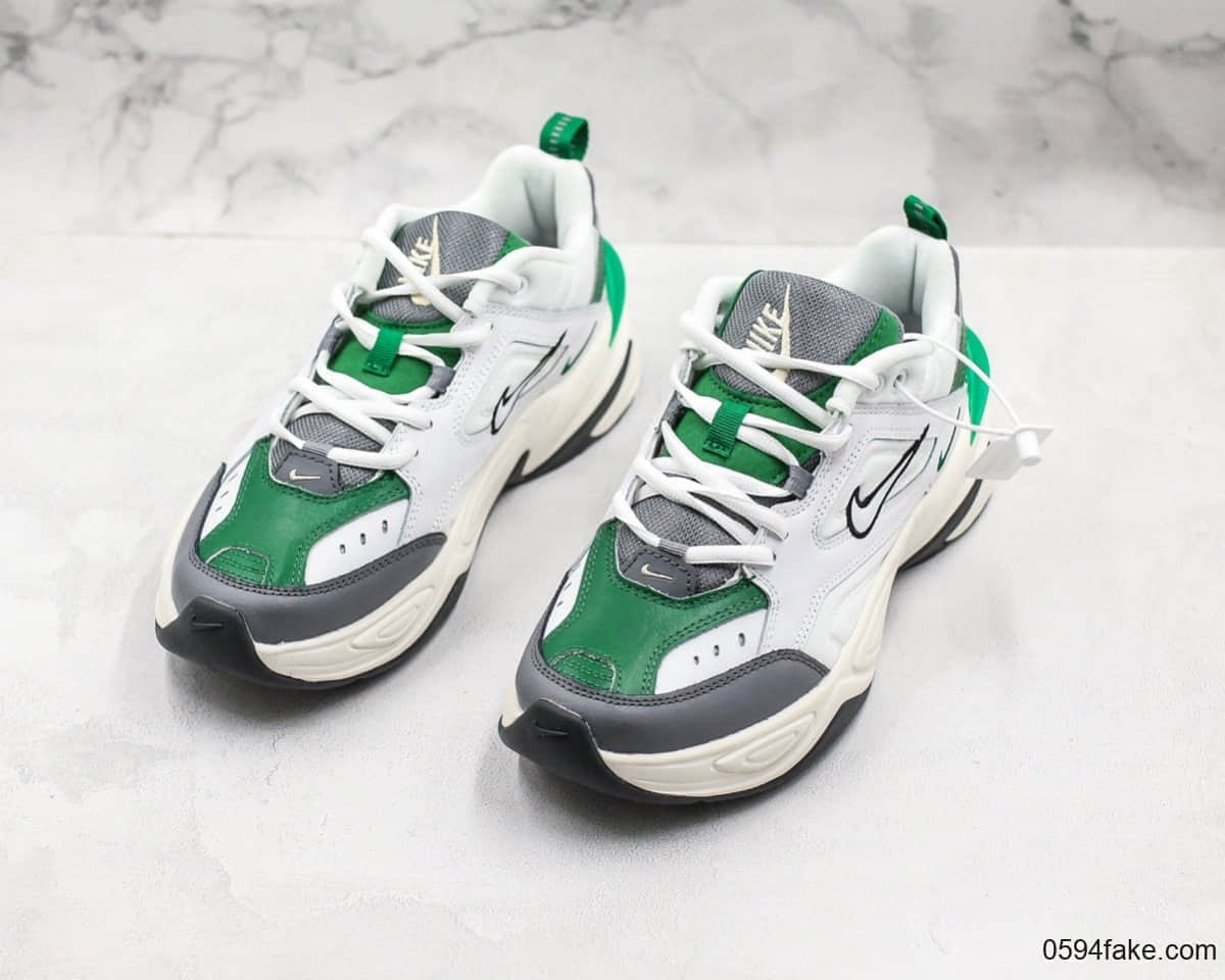 耐克Nike Air Monarch the M2K Tekno白灰绿M2K老爹鞋复古休闲运动鞋真标带半码 原厂模具开发 货号：AV4789-009
