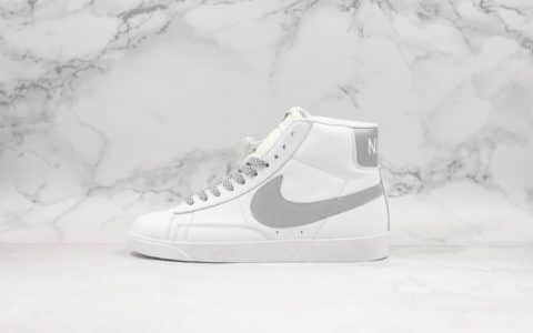 耐克NIKE BLAZER MID PRM公司级高帮开拓者满天星版本全头层LOGO添加3M反光效果皮面休闲鞋 货号：845054-106