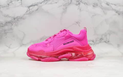 巴黎世家Balenciaga Triple S纯原版本官方全新发售配色玫粉色奢侈老爹鞋正确LOGO刺绣