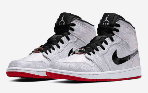 这个“白丝绸”我爱了！CLOT x Air Jordan 1 Mid“ Fearless”释出官图！ 货号：CU2804-100