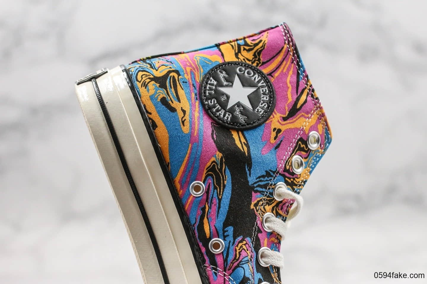 匡威Converse Chuck 1970S公司级版本黄蓝鸳鸯彩绘撞色涂鸦高帮帆布鞋双围条硫化大底正确硅蓝中底 货号:162050C