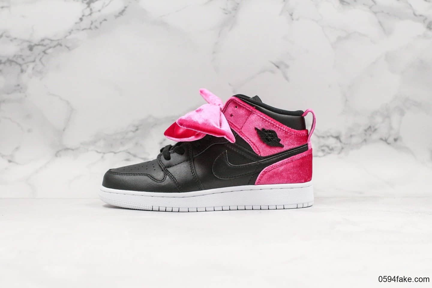 乔丹Air Jordan 1 Mid Bow中帮aj1丝绒蝴蝶结纯原版本原标原盒全新批次女子实战篮球鞋 货号:CK5678-006