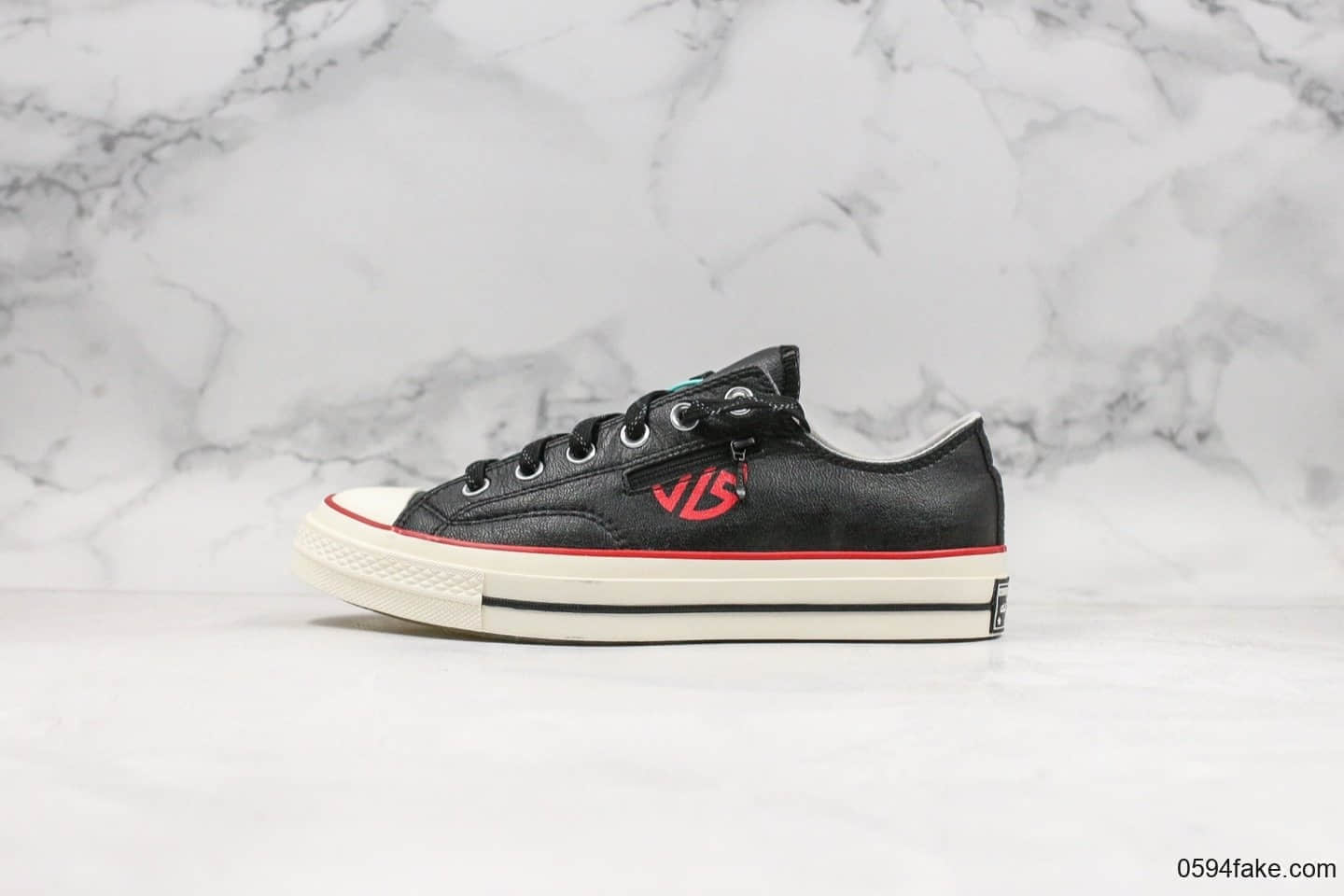 匡威Lay Zhang x Converse Chuck 1970 High张艺兴联名款皮面黑白红口袋真标带半码原装礼盒版本原厂硫化工艺正确蓝PU中底 货号:167421C