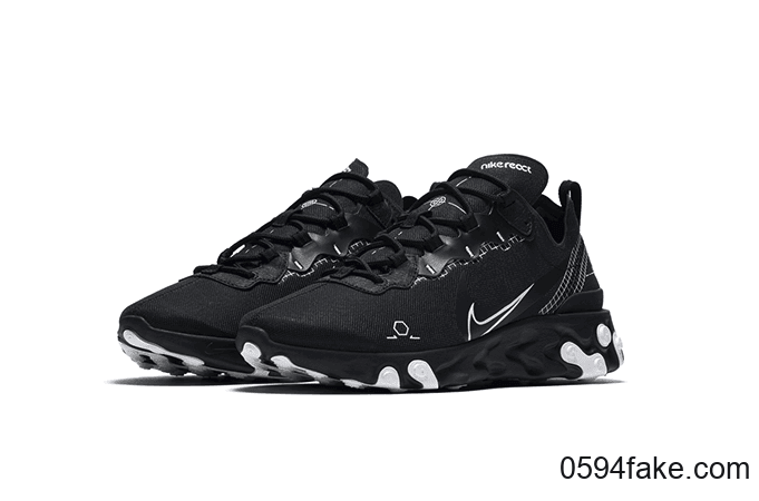Nike React Element 55还有黑色线稿！情侣鞋没跑了！