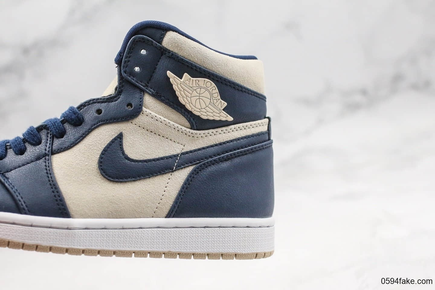 乔丹Air Jordan 1纯原版本高帮AJ1米白蓝原档案数据开发精准后跟定型区别市面通货版本 货号:AQ9131-401