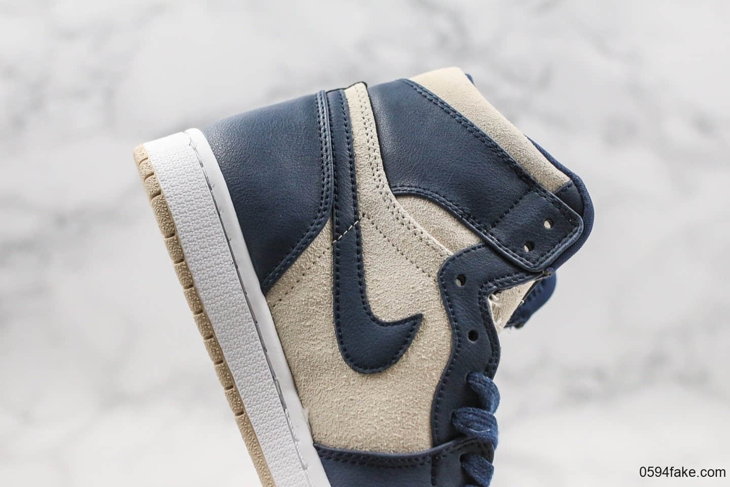 乔丹Air Jordan 1纯原版本高帮AJ1米白蓝原档案数据开发精准后跟定型区别市面通货版本 货号:AQ9131-401