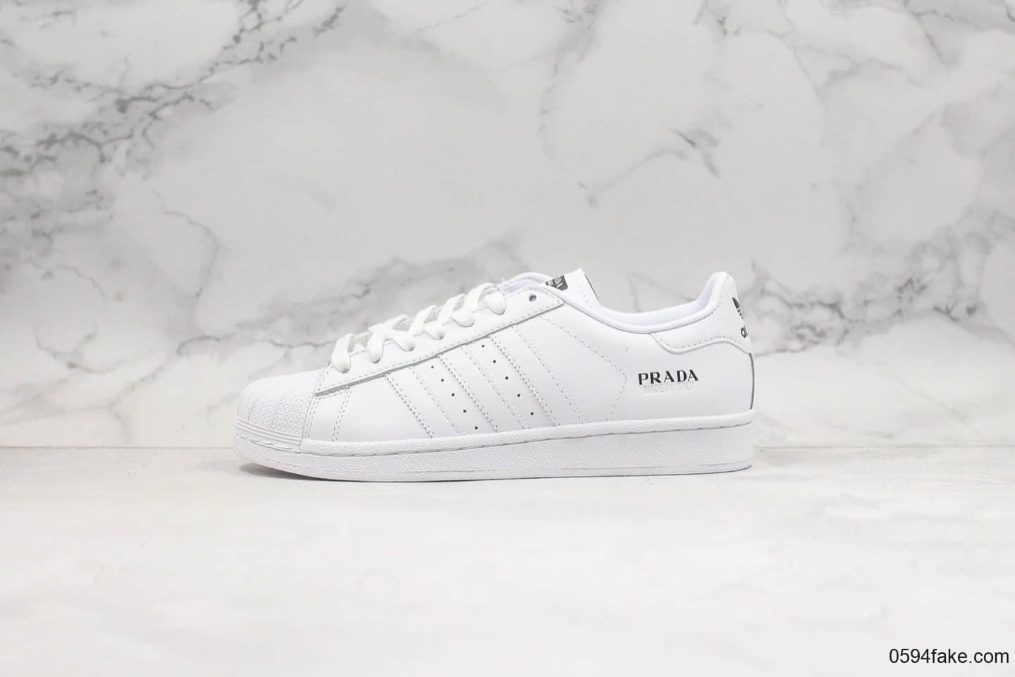 阿迪达斯adidas Superstar II White Black x Prada纯原版本普拉达联名款三叶草贝壳头纯白正确硅蓝中底明星上脚同款 货号:FW6683