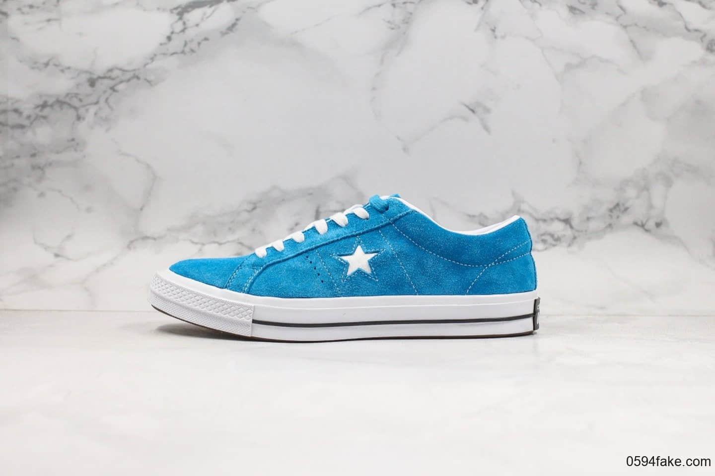 匡威Converse One Star公司级版本木村一星经典蓝色翻毛皮正确PU硅蓝中底原厂硫化大底正确无色差 货号：1616134