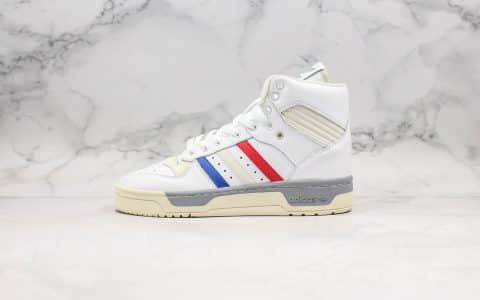 阿迪达斯Adidas RIVALRY TR纯原版本高帮经典运动鞋白红蓝正确高弹EVA中底原盒原标 货号：EE6371