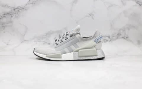 阿迪达斯Adidas NMD R1 Boost V2公司级版本二代弹力针织面爆米花跑鞋灰色配色真爆 货号：FW5328