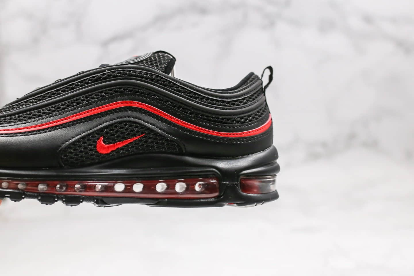 耐克Nike Air Max 97纯原版本子弹气垫鞋黑红色情人节限定内置全掌气垫原盒原标 货号：CU9990-001