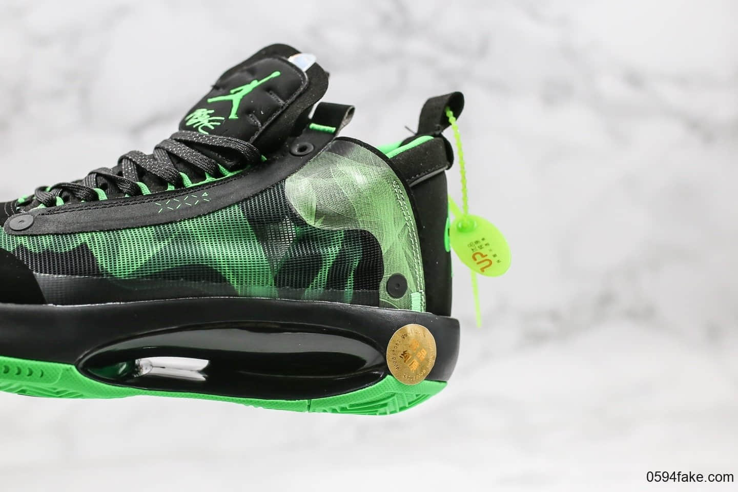 乔丹Air Jordan 34公司级版本实战篮球鞋AJ34黑绿配色官方原盒带气垫 货号：BQ3381-300
