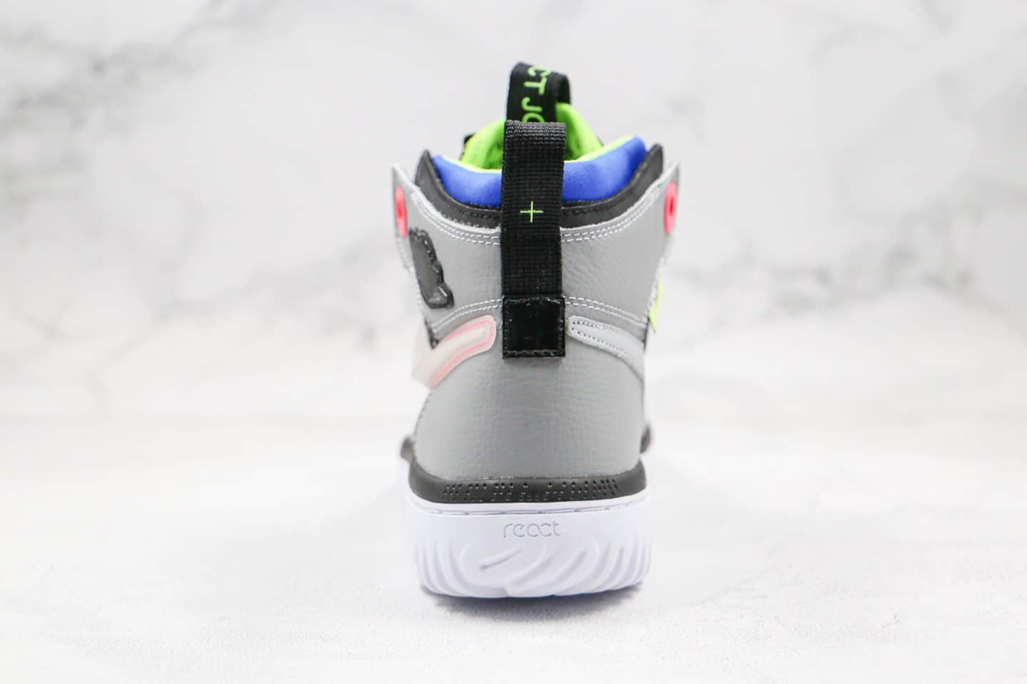 乔丹Air Jordan 1 React纯原版本高帮黑灰色瑞亚大底AJ1原档案数据开发正确后跟定型 货号：AR5321-002