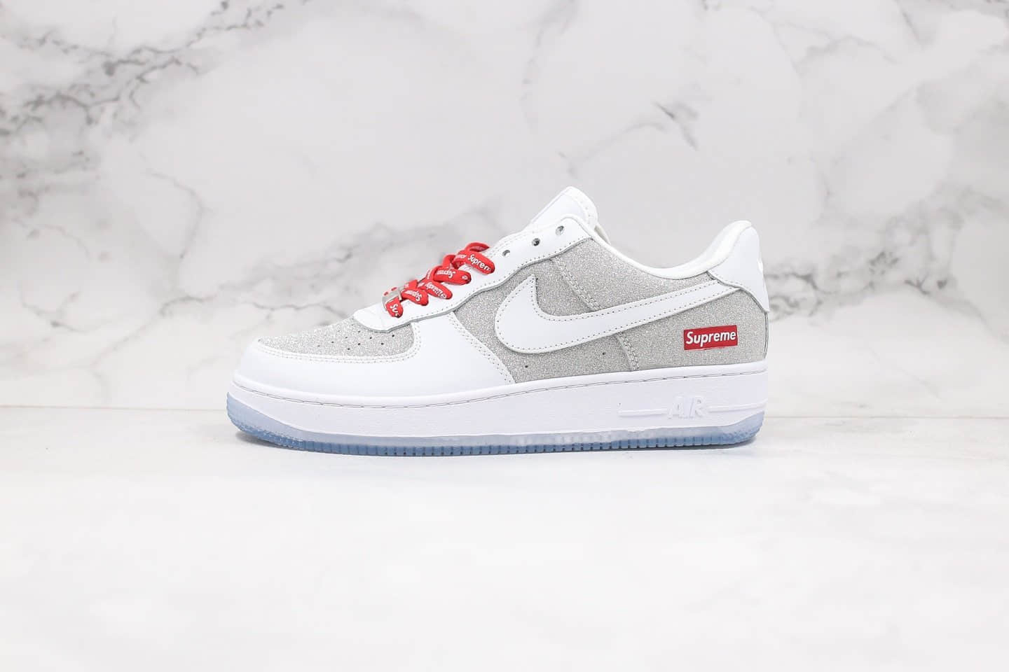 耐克Nike 2020SS AIR FOCRE 1 Low White White公司级版本低帮空军一号Supreme联名款满天星配色内置气垫 货号:AO9286-100