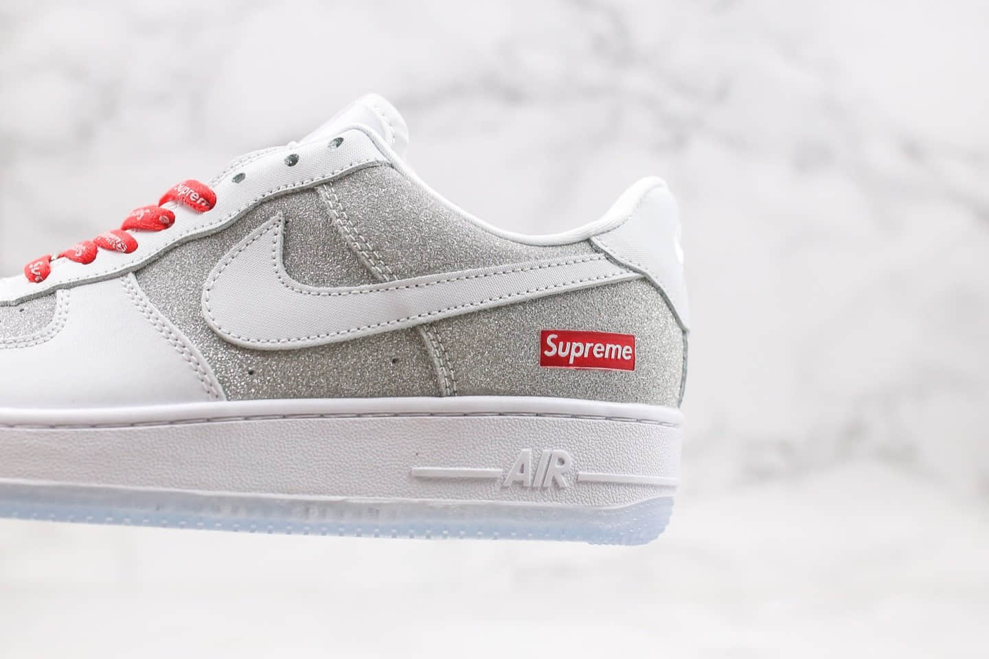耐克Nike 2020SS AIR FOCRE 1 Low White White公司级版本低帮空军一号Supreme联名款满天星配色内置气垫 货号:AO9286-100