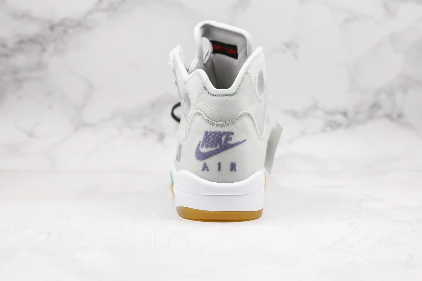 乔丹OFF-WHITE X Air Jordan 5纯原版本联名款OW AJ5蝉翼浅灰色内置气垫原档案数据开发 货号:CT8480-105