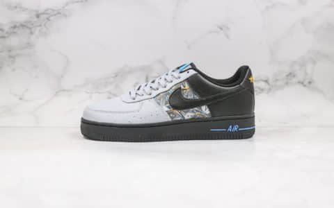 耐克Nike Air Force 1 Low纯原版本低帮空军一号黑灰蓝色涂鸦拼接配色内置全掌Sole气垫 货号：CQ4217-001