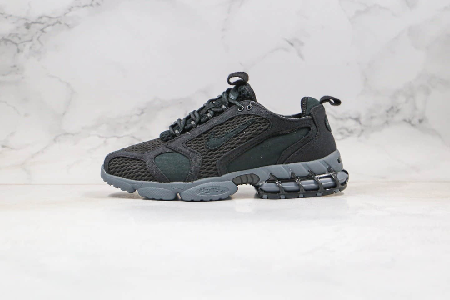 耐克Nike Air Zoom Spiridon Caged 2 x Stussy纯原版本斯图西联名款复古气垫鞋黑色原鞋开模一比一打造 货号:CQ5486-001