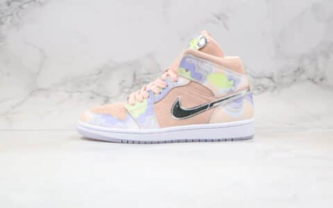 乔丹Air Jordan 1 Mid纯原版本中帮AJ1云朵渐变珊瑚粉色原盒包装 货号：CW6008-600