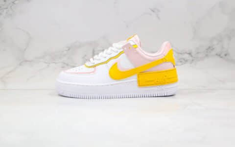 耐克Nike Air Force 1 Shadow纯原版本低帮空军一号马卡龙解构白黄粉色原档案数据开发 货号：CJ1641-102