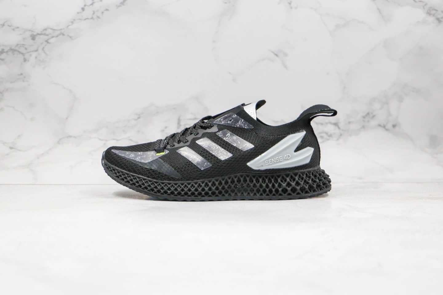 阿迪达斯Adidas Alphaedge 4D M纯原版本针织呼吸鞋面4D科技鞋底跑鞋黑色原盒配件原楦头纸板打造 货号:FW7093