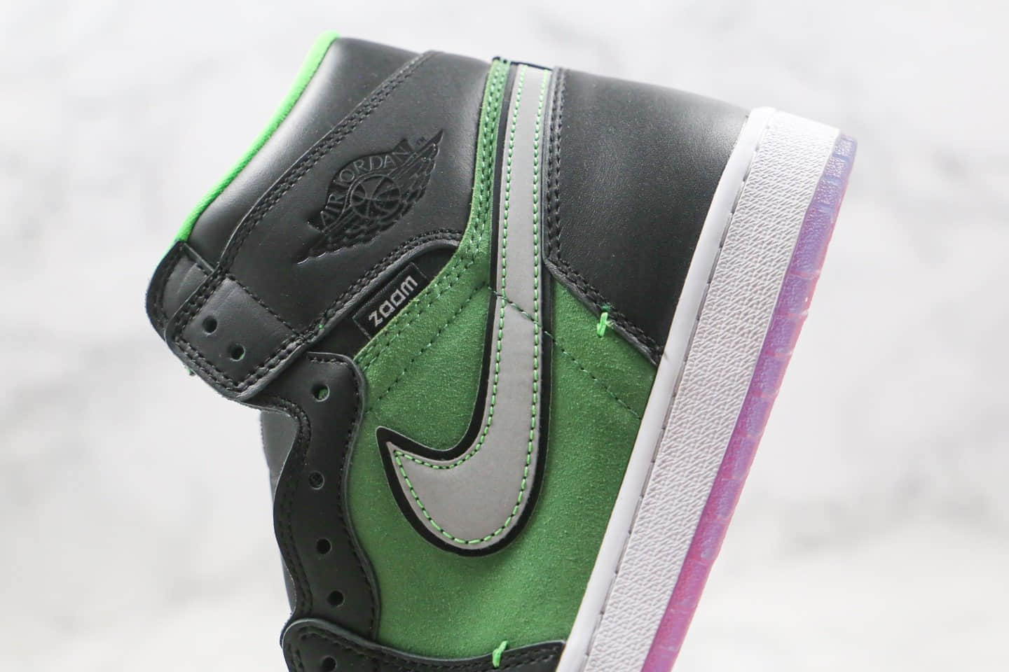 乔丹Air Jordan 1 High Zoom Rage Green公司级版本高帮AJ1黑绿色水晶底正确后跟定型 货号:CK6637-002