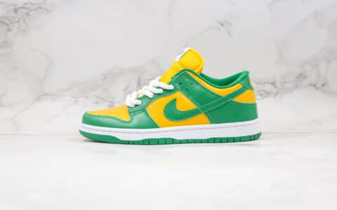 耐克Nike SB Dunk Low SP Brazil纯原版本低帮SB板鞋柠檬黄绿色巴西配色内置Zoom气垫原盒原标 货号：CU1727-700