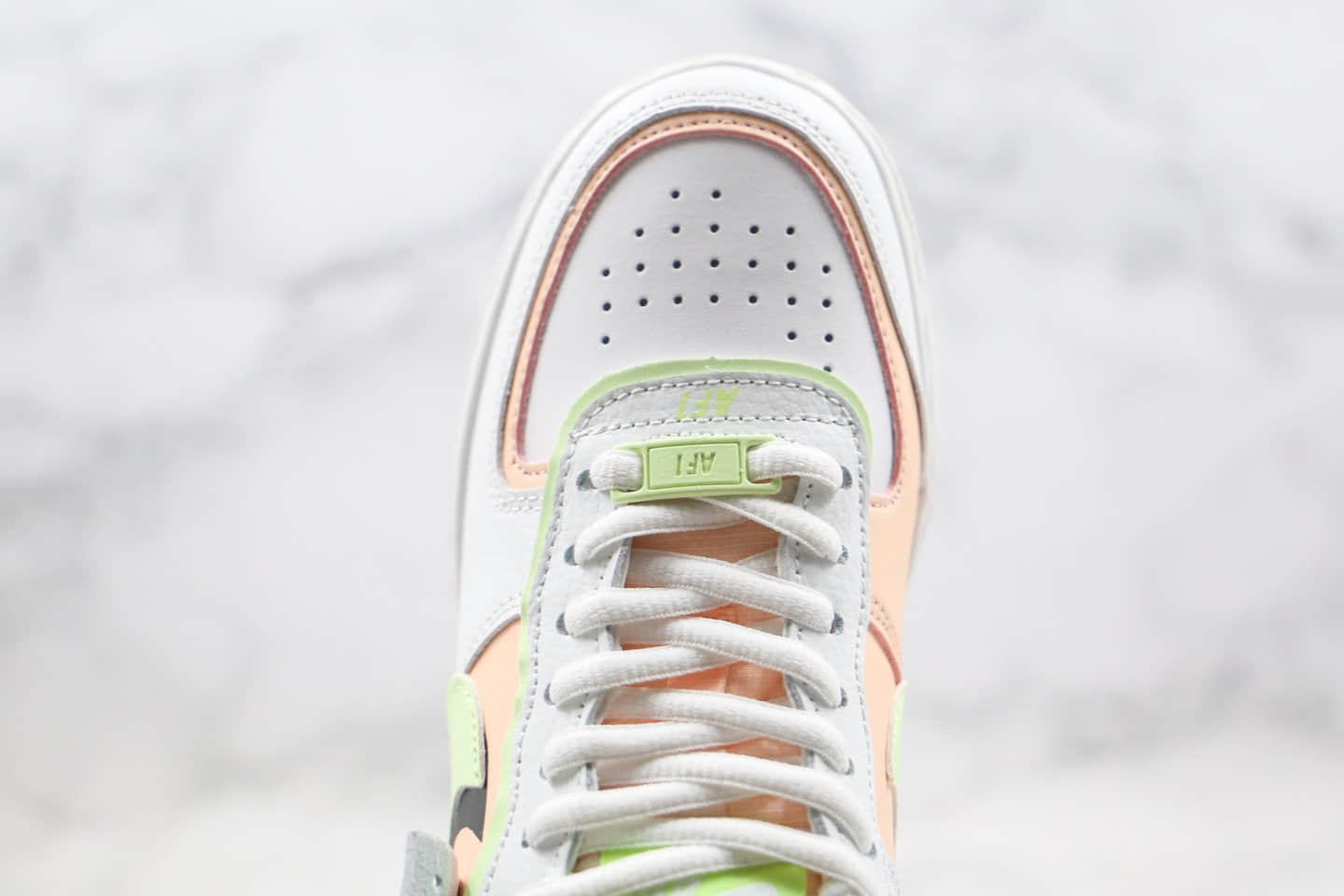 耐克Nike WMNS Air Force 1 Shadow纯原版本马卡龙解构系列低帮空军一号粉绿色原盒原标 货号：CI0919-107