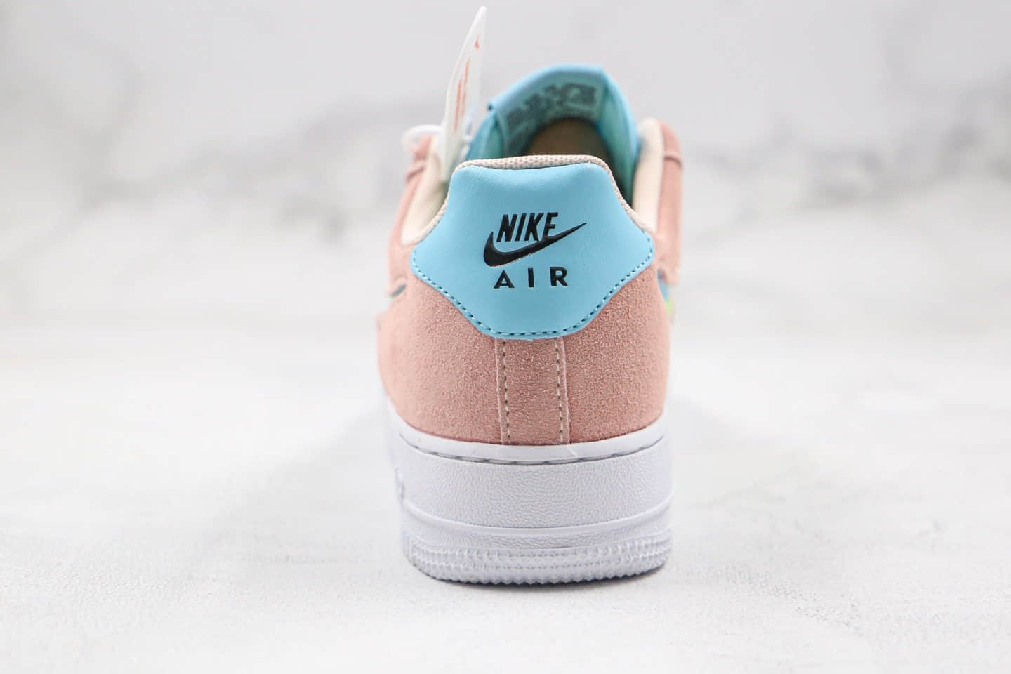 耐克Nike Air Force 1 LV8 1 Fresh Air GS纯原版本低帮空军一号编织格子钩粉蓝色内置气垫 货号:CJ1647-600