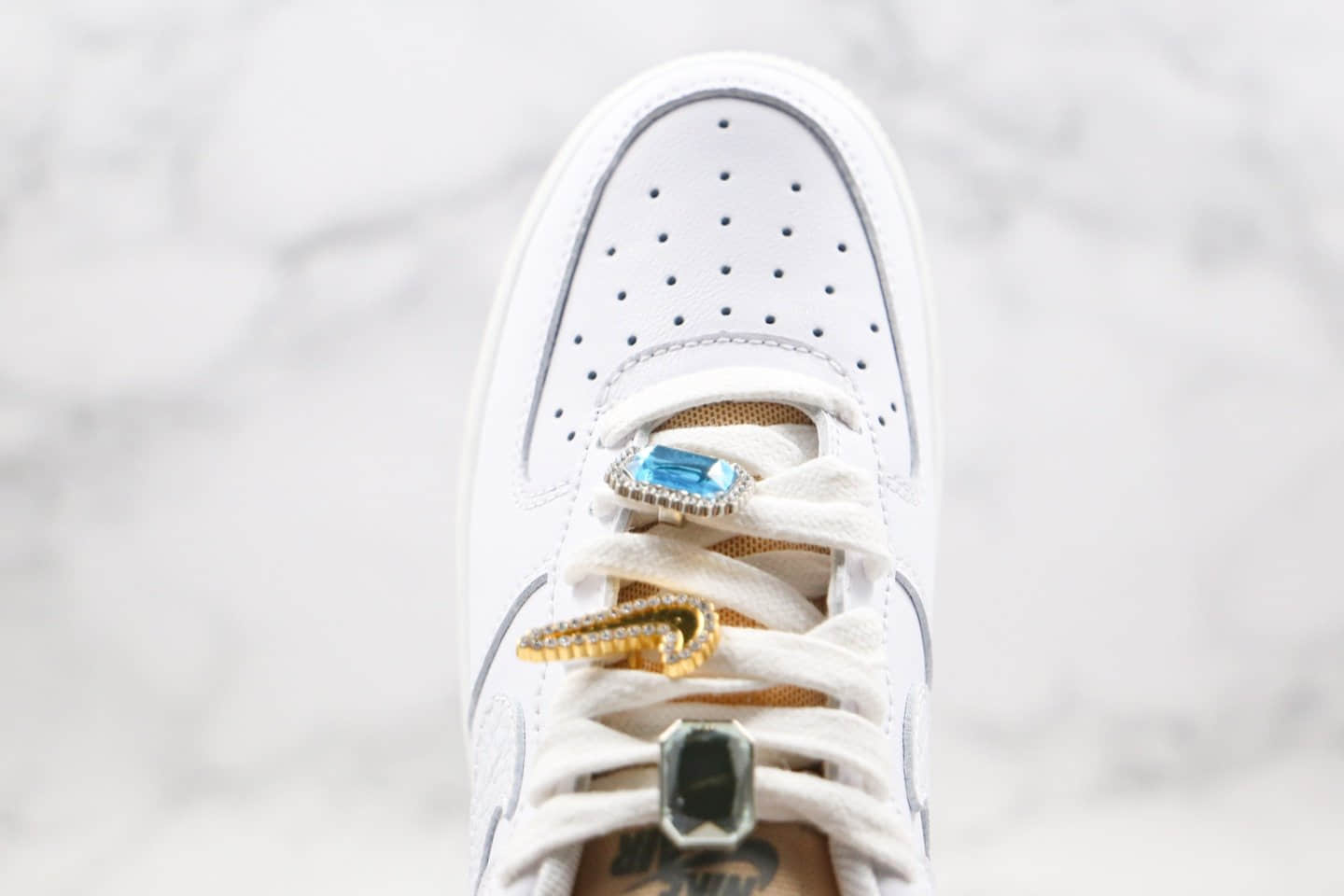 耐克Nike Air Force 1 07 LX White Onyx Bling LF纯原版本低帮空军一号钻石哔呤宝石装饰板鞋内置全掌Sole气垫 货号:CZ8101-100