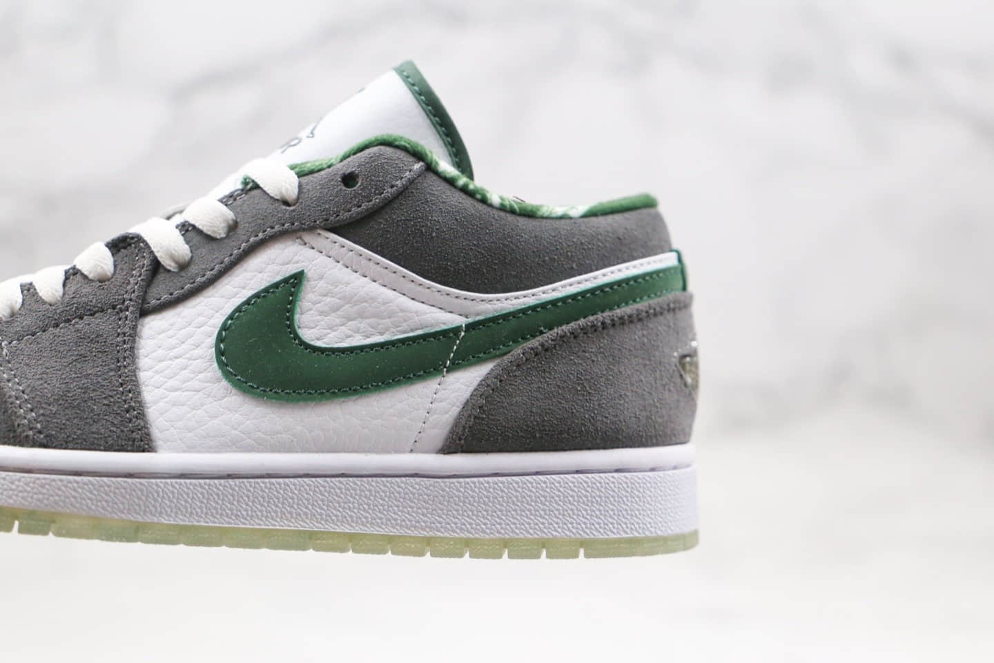 乔丹Air Jordan 1 low纯原版本低帮AJ1灰绿色麂皮配色篮球鞋内置气垫原档案数据开发 货号:309192-131