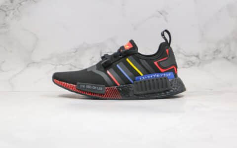 阿迪达斯adidas NMD R1纯原版本爆米花跑鞋NMD日文黑彩虹条纹撞色原楦头纸板打造 货号：FY1434