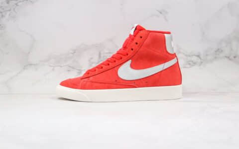 耐克Nike Blazer Mid Vintage公司级版本开拓者中帮翻毛皮板鞋红银色正确硫化工艺 货号：CJ9693-600