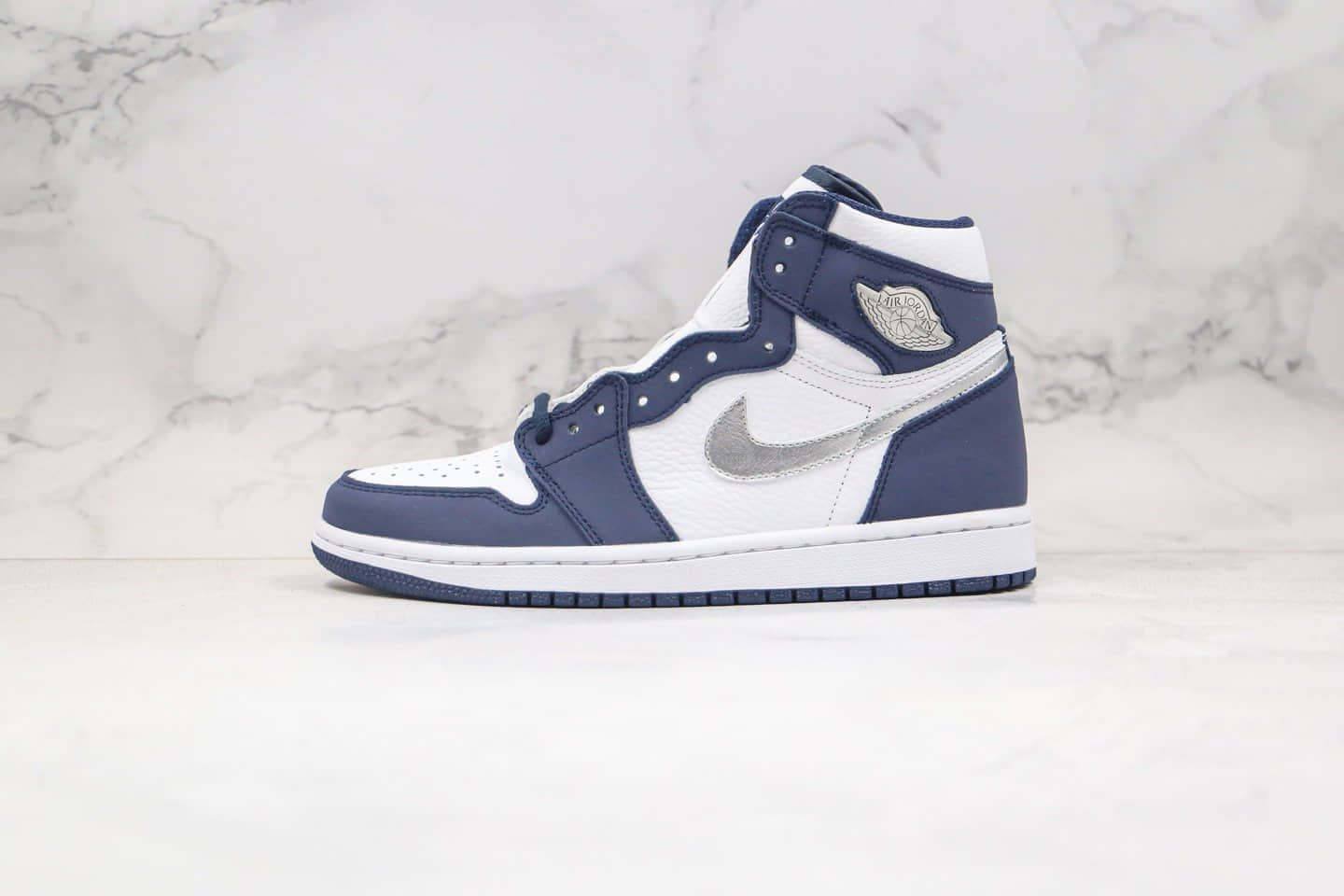 乔丹Air Jordan 1 Midnight Navy纯原版本高帮AJ1海军蓝银色篮球鞋正确后跟定型 货号:DC1788-100