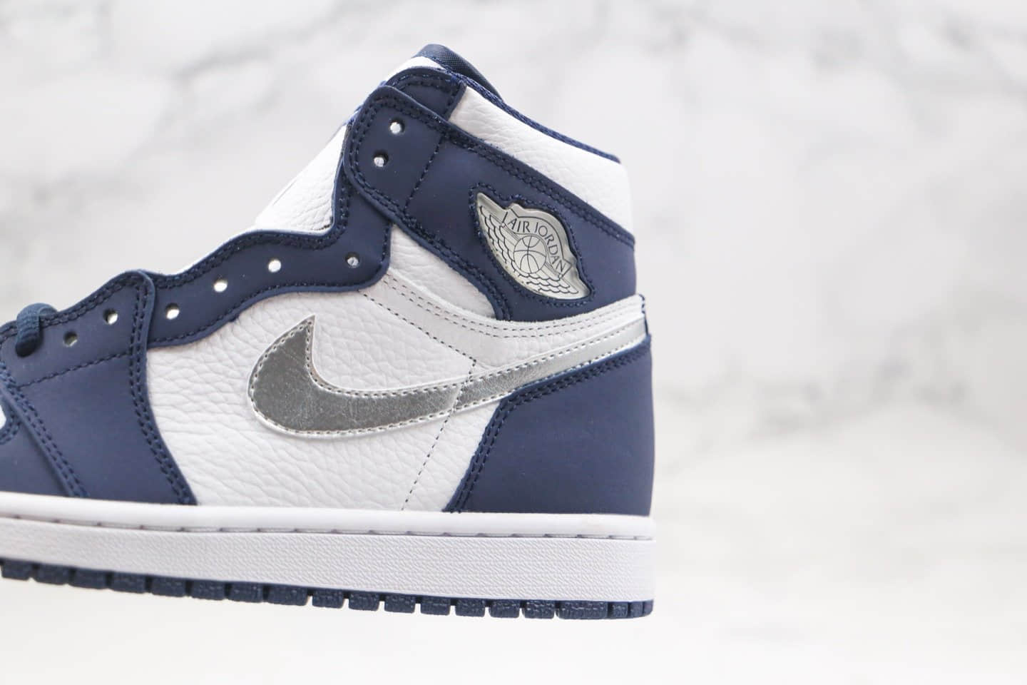 乔丹Air Jordan 1 Midnight Navy纯原版本高帮AJ1海军蓝银色篮球鞋正确后跟定型 货号:DC1788-100