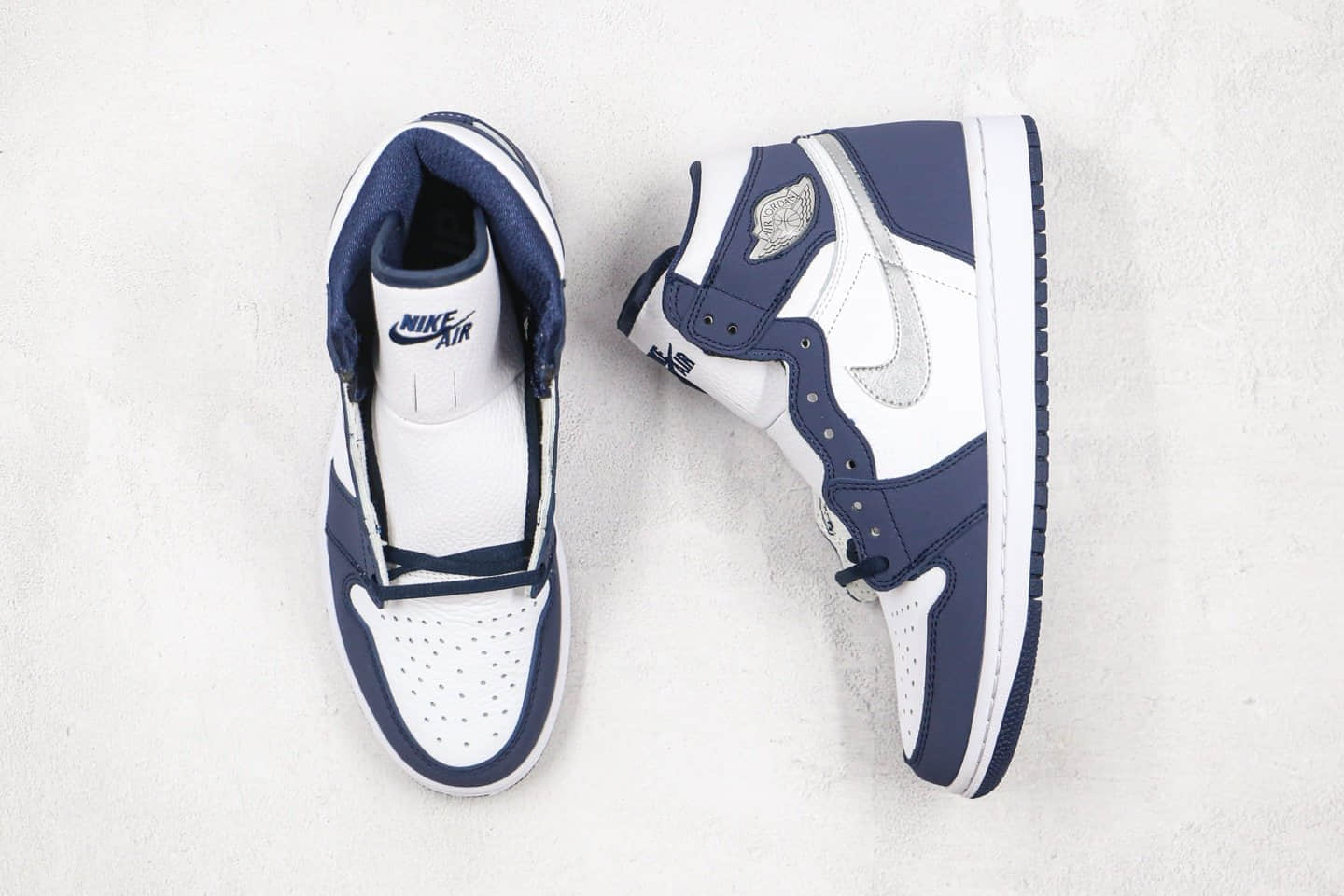 乔丹Air Jordan 1 Midnight Navy纯原版本高帮AJ1海军蓝银色篮球鞋正确后跟定型 货号:DC1788-100