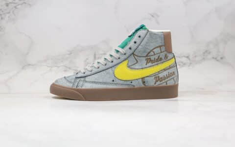 耐克Nike Blazer Mid VNTG 77纯原版本中帮开拓者灰黄色涂鸦板鞋原鞋开模一比一打造 货号：CW6016-100