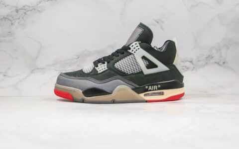 乔丹Off-White x Air Jordan 4 OG纯原版本OW联名AJ4黑灰红色正确鞋型 货号：CV9388-001