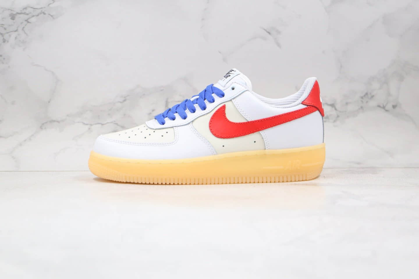 耐克NIKE Air force1纯原版本低帮空军一号白红蓝色解构主义风格板鞋内置全掌Sole气垫 货号:CT7875-994