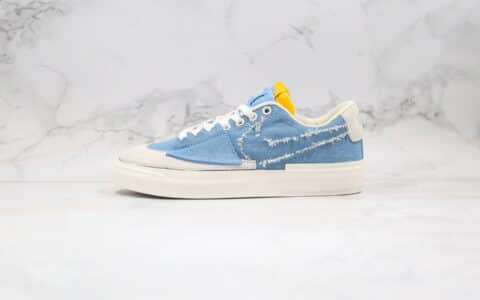 耐克Nike SB Zoom Blazer Mid Edge Hack Pack纯原版本低帮SB开拓者拆线格子牛仔蓝解构板鞋原盒原标 货号：CI3833-410
