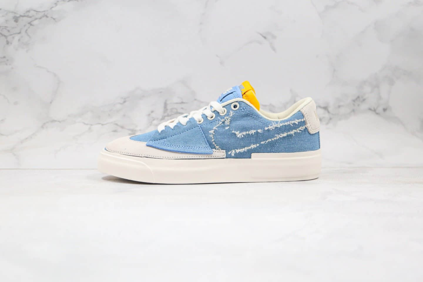 耐克低帮开拓者板鞋拆线大钩牛仔蓝色出货
