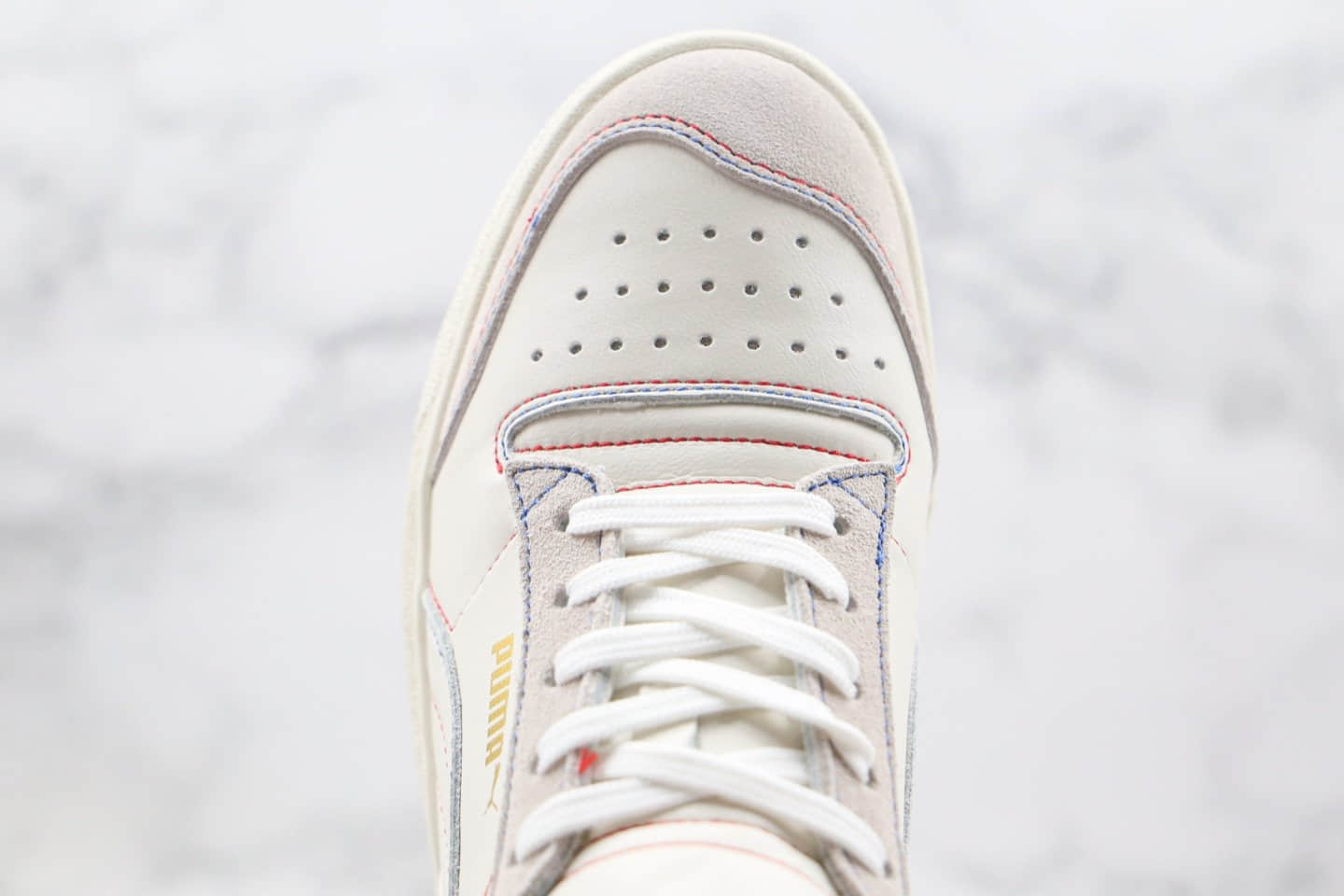 彪马Puma Ralph Sampson Mid纯原版本中帮皮面米白黑色板鞋原楦头纸板打造 货号:374072-011