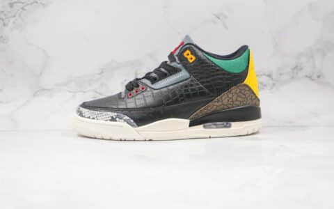 乔丹Air Jordan 3 SE Animal Instinct 2.0纯原版本鳄鱼蛇纹动物园猛禽主题AJ3爆裂纹篮球鞋正确鞋面材质 货号：CV3583-003