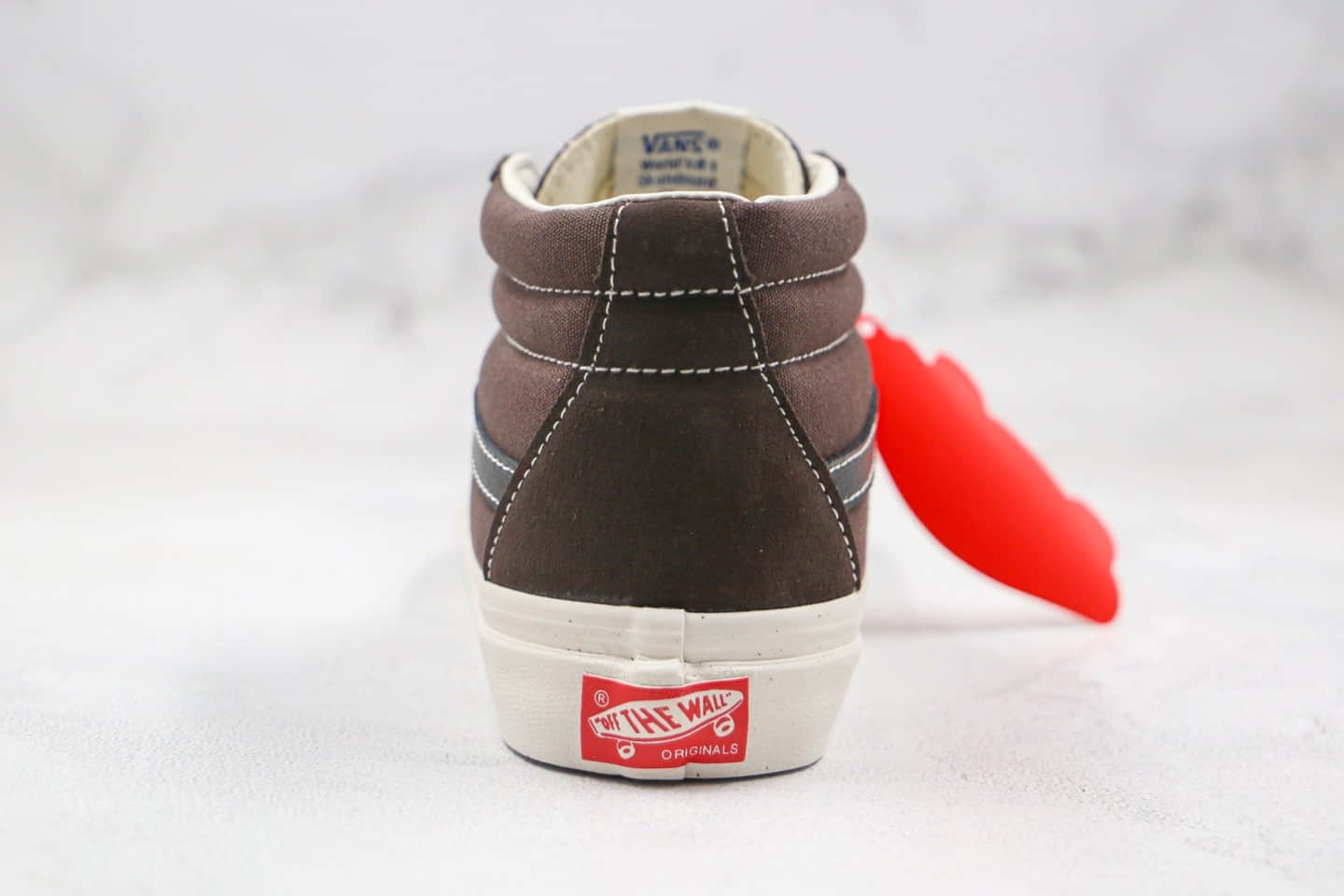 万斯Vans Sk8-Mid公司级版本中帮帆布麂皮拼接板鞋咖啡棕原厂硫化大底 货号:VN0A3ZCDUN8