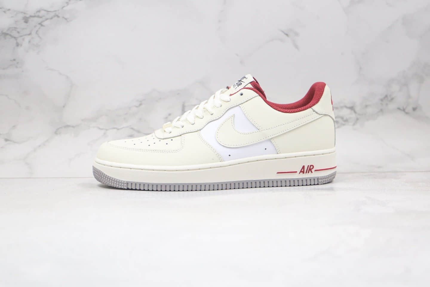 耐克Nike Air Force 1 LOW 07纯原版本低帮空军一号奶油拼接米白红色板鞋内置全掌Sole气垫 货号:DD7209-101